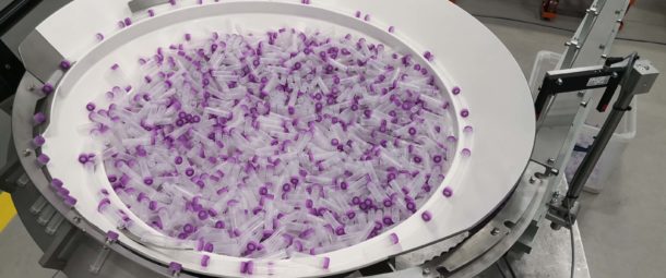 RNA automated feeding systems - bowl feeder feeds test tubes