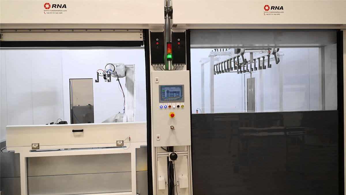 Robotics and automation systems-spray booth for panoramic frames