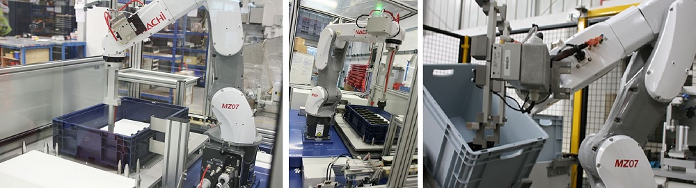 Robot packs plastic filler caps